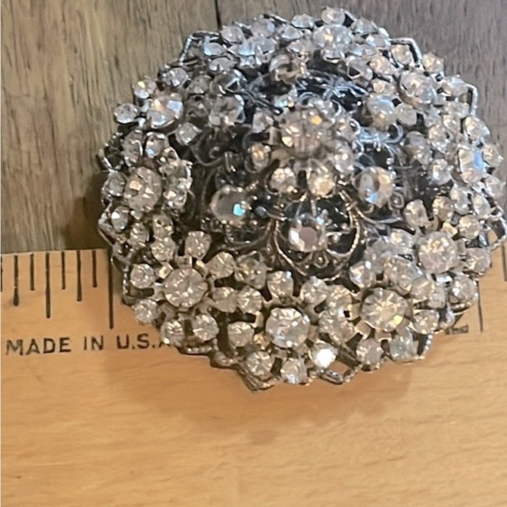 Vintage Miriam Haskell Silver Crystal Brooch